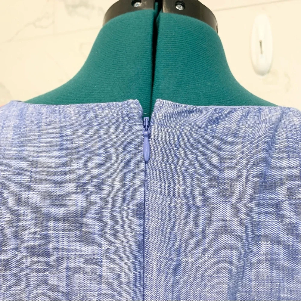 Talbots Dress Linen Blue Embroidered 16 - Picture 11 of 15